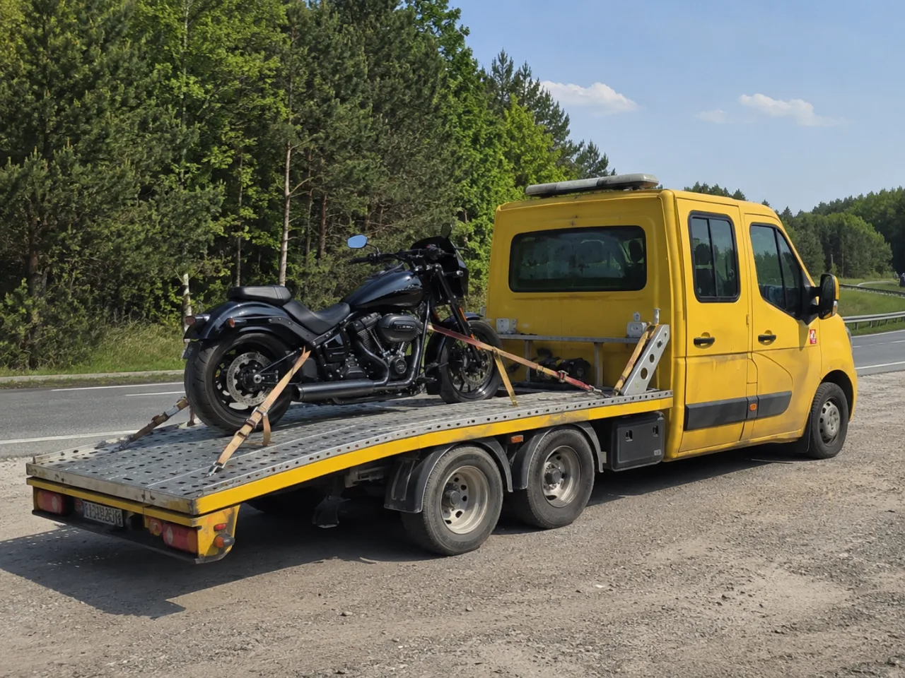Transport motocykla na lawecie latem – Gniezno