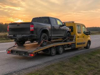 Transport pickupa o zachodzie słońca – Gniezno